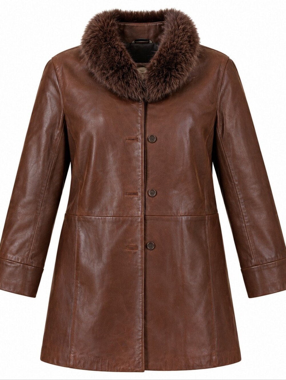 A&S Selection Vtg Lamb Leather Minimalist Soft Quiet Luxury Brown Women Coat 14